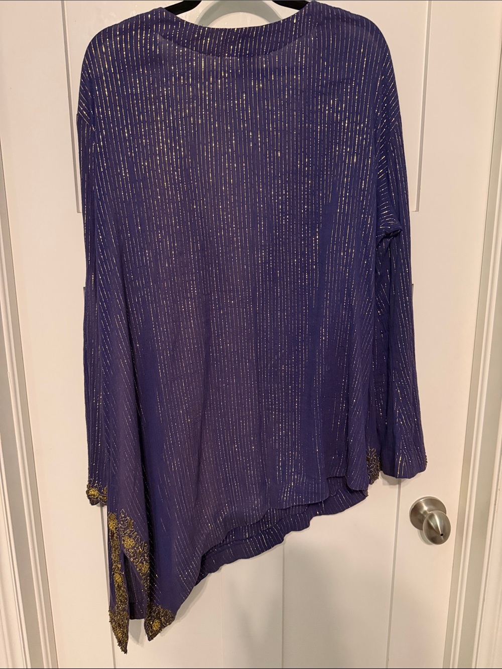 A. B. Lambdin Vintage Women's Beaded Embellished V-Neck Tunic in Royal Blue - Picture 3 of 9